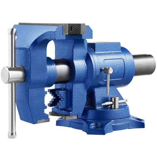 VEVOR Bench Vise 6 Inch, Double Swivel Rotating Heavy Duty Vise Head/Body Rotates 360°,Pipe Vise Bench Vices 30Kn Clamping Force,for Clamping Fixing Equipment Home or Industrial Use - size: 5 Inch