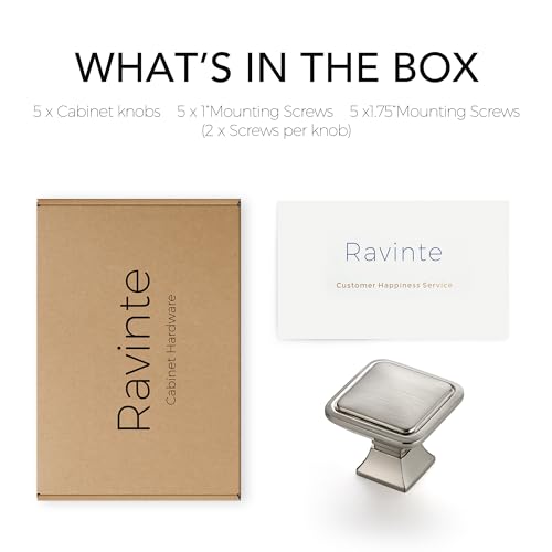 Ravinte 5 Pack Solid Single Hole Square Foot Cabinet Arch Knobs Kitchen Brushed Nickle Knobs Silver Drawer Pulls Kitchen Cabinet Hardware Pulls for Cupboard Handles - color: Brushed Nickel