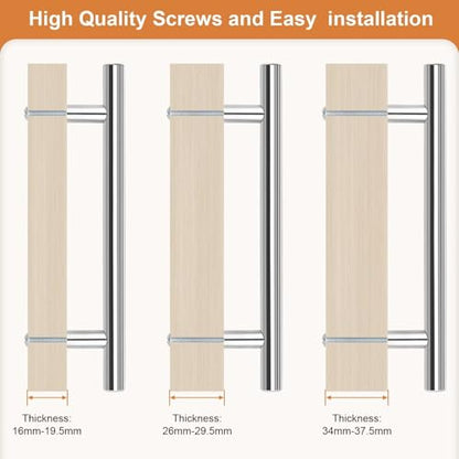 Probrico 5 Pack Hole Centers (128mm) 5inch Polished Chrome Kitchen Cabinet Handles Stainless Steel Polished Chrome Cabinet Pulls Round T Bar Pull Handle for Cabinets and Drawers Total Length 7.5inch - color: Polished Chrome, size: Hole Centers: 5"