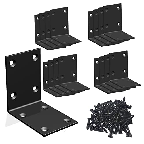 Black Stainless Steel Shelf Bracket,Joint Right Angle Bracket,L Shape Heavy Duty Metal Corner Brace Shelf Supporter for Wood Aufuga (16, 2.8x2.8x2) - size: 2.8x2.8x2