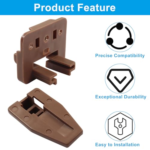 Waziaqoc 5 Set Brown Plastic Replacement Drawer Guides, Slides Drawer Replacement Part Guides, for Dresser and Nightstand Drawer Repair with Kenlin Rite Trak 1 System