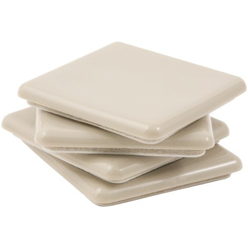 Super Sliders 2-1/2" Self-Stick Square Furniture Sliders for Carpet and Hard Surfaces, Anti-Slip Adhesive Furniture Moving Pads for Beds, Sofas, Dressers, Set of 4, Beige