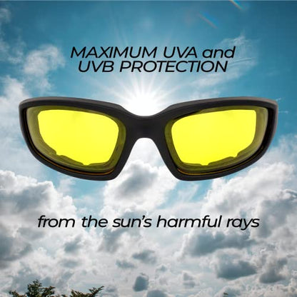 Global Vision Eyewear Kickback Sunglasses with EVA Foam - color: Yellow Lens
