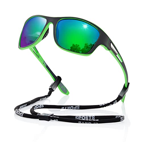 suoso Polarized Sports Sunglasses for Men: UV400 Protection Glasses Wrap Around Goggles for Driving Fishing - color: A3-green