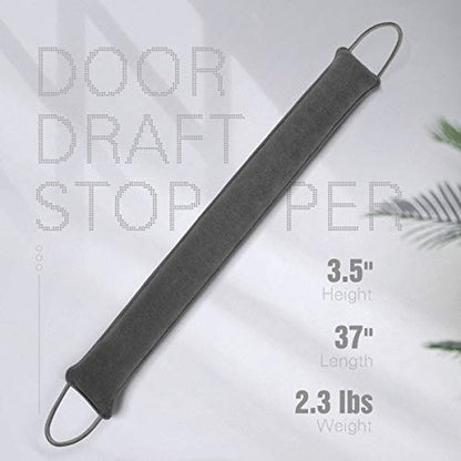 Door Draft Stopper, 37 Inch Weighted Under Door Noise Cold Air Blocker, Heavy Duty Sound Proof Draft Guard Gap Snake for Bottom of Doors and Windows, 2.3lbs (Grey) - size: 37in