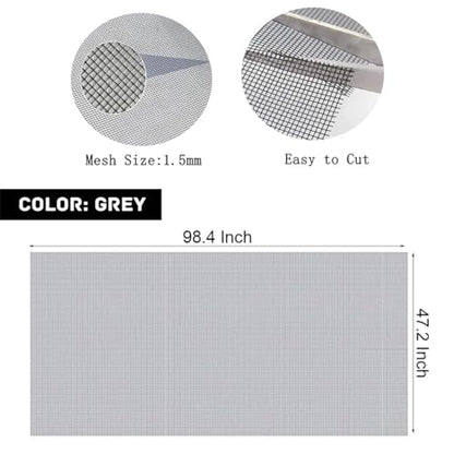 Pet Proof Window Screen Replacement Adjustable Fiberglass Screen Repair Kit 47.2 x 98.4 Inch Insect Screen Net Sliding Mesh Roll for Door Patio Porch Windows