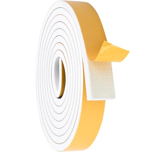 ToLanbbt White Door Window Weather Stripping Self Adhesive Foam Tape High Density Foam Sealing Strip Window Insulation Weatherproof Gasket Tape for Doors and Windows (1/2" W X 1/4" T X 13') - color: White, size: 1/2 In x 1/4 In x 13Ft