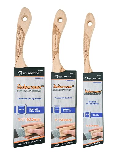 ROLLINGDOG Angled Paint Brush - Trim Brush with Ergonomic Wood Handle for Wall, Furniture, Cutting in Painting,3PC(1.5",2",2.5") - color: Medium Bristles（pack of 3）