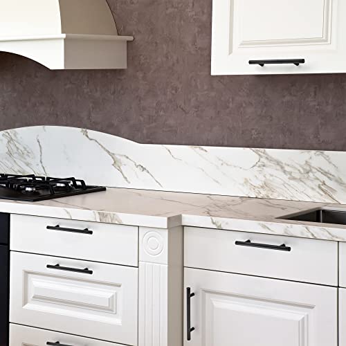 10 Pack Cabinet Handles with 5 Inch (128mm) Hole Center Matte Black Cabinet Pulls Stainless Steel Drawer Pulls, Kitchen Knobs for Dresser Drawer, 7.38 Inch Overall Length - color: Matte Black T-Shaped, size: 5" Hole Center