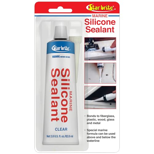 STAR BRITE Marine Silicone Sealant - Waterproof, Durable, UV Resistant, for Fiberglass, Metal, Wood, Glass, Ceramic & More - size: 2.8 Fl Oz