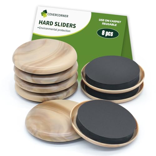 Furniture Sliders for Carpet 8 PCS - 2 1/2 inch Furniture Moving Slider Chair Legs Floors Protectors Furniture Movers Sliders – Move Your Furniture Easy & Safely(for Carpet) Beige Coffee - size: 8 PCS 2 1/2 inch Beige Coffee