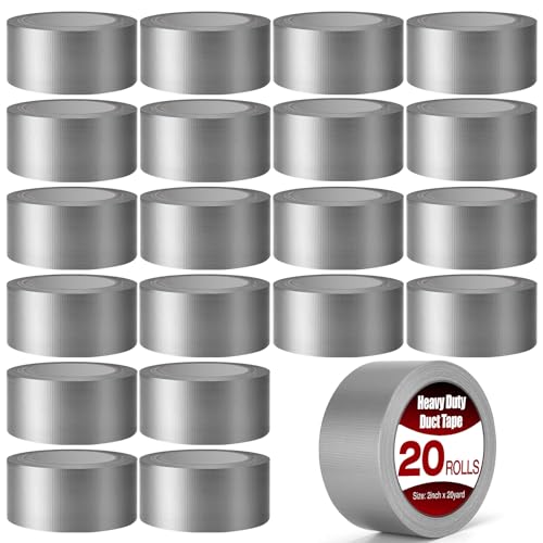 Navona Heavy Duty Duct Tape 20 Pack, 2 Inch x 400 Yards Gray Waterproof Multipurpose Tape, Strong Adhesive No Residue, Easy Tear by Hand for Home & Outdoor Repairs - color: 20 Pack