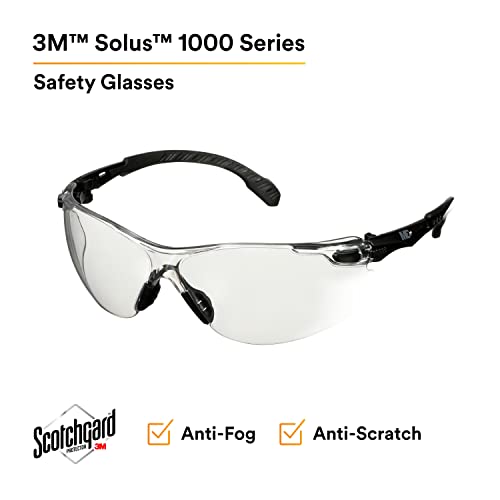 3M Solus 1000 Series, S1501SGAF, Black Temples, Scotchgard Anti-Fog Coating, Clear AF-AS lens - color: Black