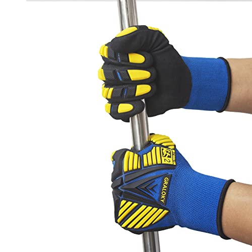 3 Pairs Work Gloves, Impact Resistant Gloves with Rubber for Men Women, Nitrile Palm Touch Screen Cut Resistant Glove, Durable Mechanic Heavy Duty Impact Gloves for Construction Gardening DIY - size: Small
