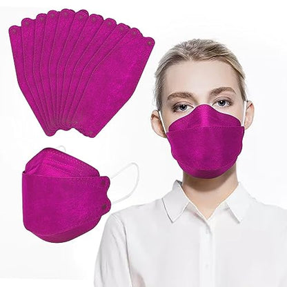 Borje KN95 Face Masks 50 Pack,Breathable Comfortable and Disposable KN95 Mask,Masks for Adults - color: Rose Red=50pcs
