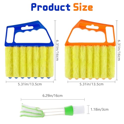 4Pcs Window Venetian Blind Cleaner Duster Tool,Venetian Washable Mini Handheld Brush,7 Fingers Dusting Cleaner and Air Vent Cleaner for Wood Blinds,Air Conditioner Vents,Fans Vents