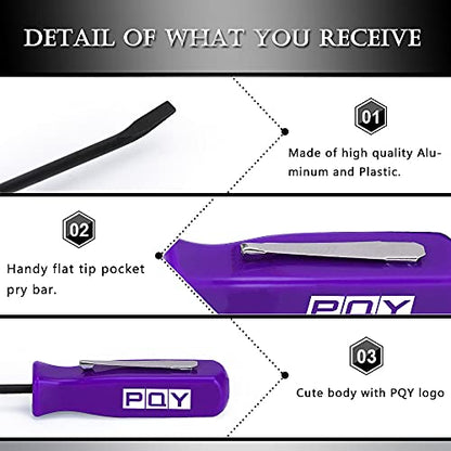 Mini Pocket Pry Bar with Pocket Clip 4.5" Length 3pcs (Purple) - color: purple