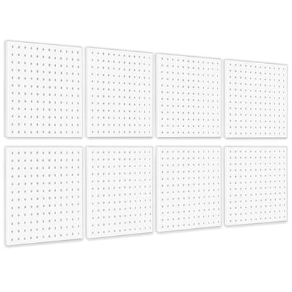 8Pcs Pegboard, Peg Board, Metal Pegboard Wall Organizer Panels Accessories, Mount Display Pegboard Kits for Walls Garage Craft Room Office Workshop, Easy Installation (White) - style: Metal pegboard-8pack