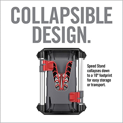 Real Avid Speed Stand | Collapsible Design, Adjustable 10" - 16" Stand for Cleaning & Maintenance | Compact, Portable Range Stand | Lightweight Vise Perfect for Hunting Rifles & Shotguns,Red