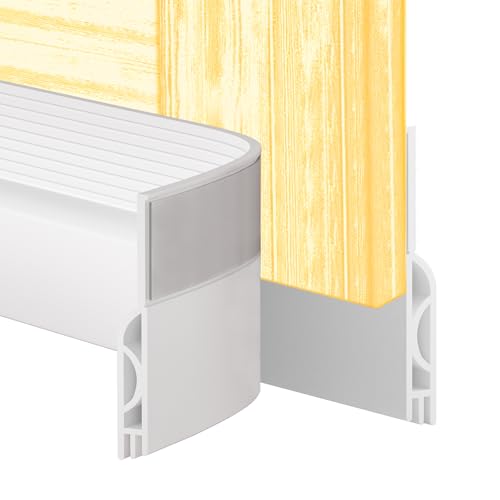 Door Draft Stopper,Door Sweep for Bottom of Door,Weather Stripping Door Seal Draft Guard Blocker Noise Cold Air Insulation Soundproofing for Exterior Interior Home Improvement(White, 39") - color: White, size: 39"