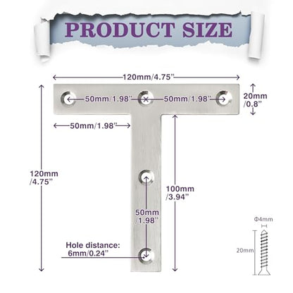Alise T Flat Brackets,Corner Bracket Corner Brace Mending Plate Repair 120mm x 120mm Stainless Steel Flat Braces for Wood Tables, Chairs, Sofas, Beds, Cabinets, Doors and Windows,Brushed,Pack of 8 - size: 120x120mm, style: Brushed