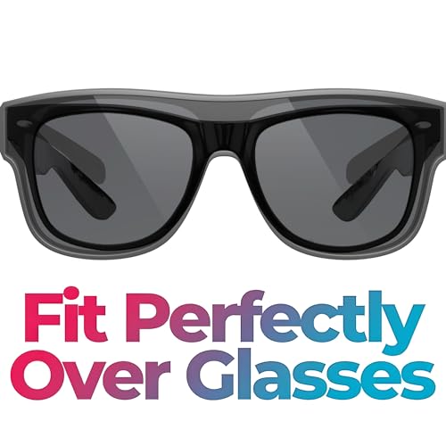 Cover-Ups Black Fit Over Sunglasses - Wrap Around Sunglasses - People Who Wear Prescription Glasses in the Sun - color: Gloss / Black