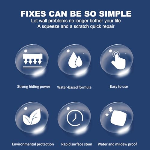 Drywall Patch Repair Kit, Spackle Wall Repair with Tool Drywall Tools -Triangular Scraper, Sandpaper, Pointed-tip Tube for Filling Holes Creak Damage, Wall Hole Filler for Walls Durable Easy, 8.81oz