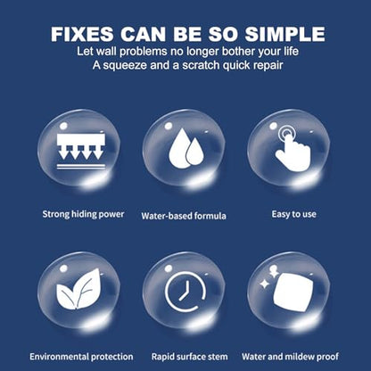 Drywall Patch Repair Kit, Spackle Wall Repair with Tool Drywall Tools -Triangular Scraper, Sandpaper, Pointed-tip Tube for Filling Holes Creak Damage, Wall Hole Filler for Walls Durable Easy, 8.81oz
