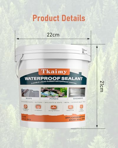 Tkaimy Transparent Waterproof Coating 175oz, Water-Based Invisible Waterproof Agent Leak Repair Sealant, Indoor & Outdoor Roofs, Shower Walls, Bathroom, Kitchen, Liquid Water Proof Clear Sealant - style: 175 OZ