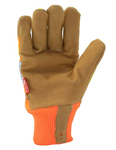 Ironclad Insulated Leather Cut A6; Winter Work Gloves, TPR Impact Protection, Machine Washable, High-Visibilty, (1 Pair), IEX-HVIP5-03-M - size: Medium (Pack of 1)