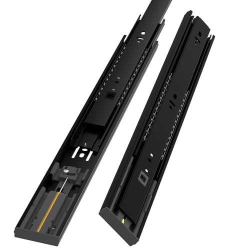 1 Pair Soft Close Drawer Slides Rails 12 14 16 18 20 22 24 Inch 100 lb Load Capacity Side Mount Full Extension Cabinet Runner Self Slow Closing Ball Bearing Metal Dresser Black， 12 inch - color: Soft Close, size: 12 Inch