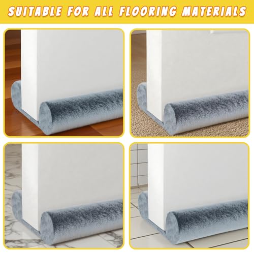 2Pack-Door Draft Stopper, 30'' to 36'' Adjustable Gap Filler, Double-Sided Windproof Seal, Easy Install to Block Noise, Cold Air, Light, Dust, and Drafts (Grey) - color: 2pack(gray)