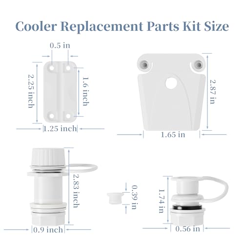 Replacement Parts Kit for Igloo Coolers - Plastic Hinges, Latches, Screws, Threaded Drain Plug and Triple-Snap Drain Plug,Compatible with Igloo Cooler