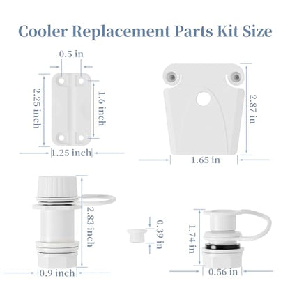 Replacement Parts Kit for Igloo Coolers - Plastic Hinges, Latches, Screws, Threaded Drain Plug and Triple-Snap Drain Plug,Compatible with Igloo Cooler