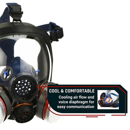 Parcil Distribution Full Face Respirator Mask - Air Purifying, Organic Vapor & Particulate - Industrial Use - CE Tested - color: Pd-100 Arctic Blue
