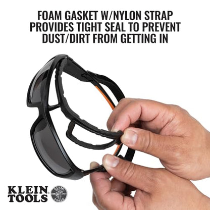 Klein Tools 60471 Safety Glasses, ANSI Z87.1+ Pro Full Frame Gasket Safety Glasses, Gray Lens, UV Protection, Anti-Fog, Scratch Resistant - size: Gasket, Gray