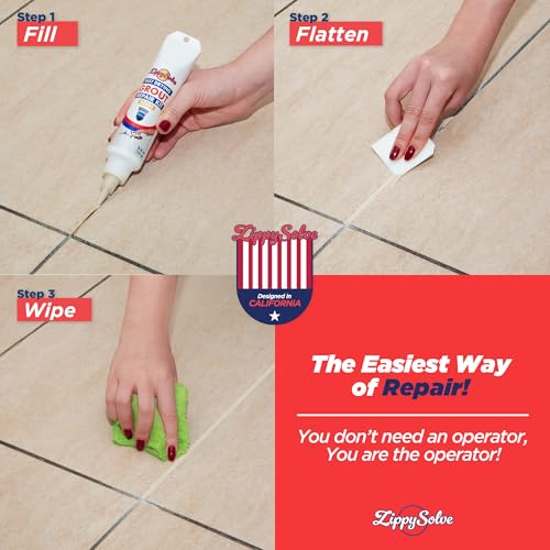 ZippySolve Tile Grout, Repair Kit, Restore & Renew Tile Joints Line, Fast Drying Tile Grout Paint Squeeze Tube for Bathroom Shower Kitchen Floor, Waterproof (8.8 oz, Beige) - style: Beige