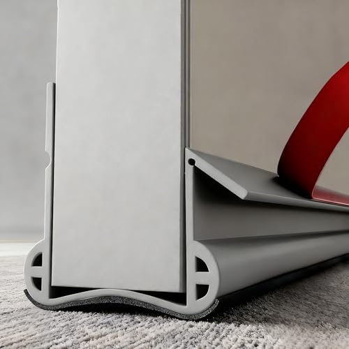 36" Door Draft Stopper, Under Door Draft, Door Draught Excluder for Bottom of Doors,Weather Stripping for Doors, Self-Adhesive Door Seal Door Gap Cover for Cold, Noise Wind (Grey) - color: Gray