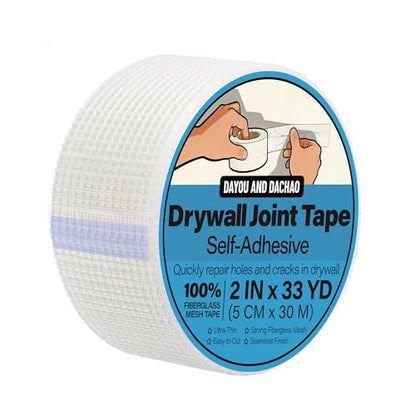 Drywall Joint Tape, Self-Adhesive Fiberglass Mesh Tape for Wall Repair, 2 Inch x 33 Yd