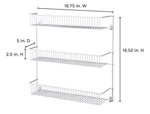 ClosetMaid 3-Tier Hanging Wall Mounted Metal Rack for Spices, Shelf Storage, Pantry Organization, Laundry, Kitchen, Bathroom, White, 8022 (Pack of 2) - size: 18-Inch Wide (Pack of 2), style: 3-Tier