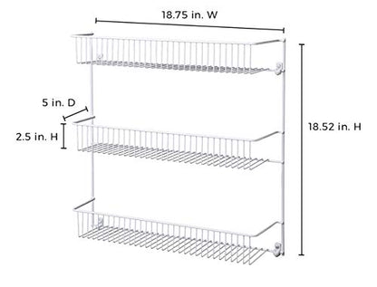 ClosetMaid 3-Tier Hanging Wall Mounted Metal Rack for Spices, Shelf Storage, Pantry Organization, Laundry, Kitchen, Bathroom, White, 8022 (Pack of 2) - size: 18-Inch Wide (Pack of 2), style: 3-Tier