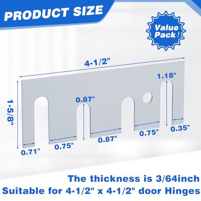 Ferraycle Door Hinge Shims Bulk 16 Gauge Stainless Steel Hinge Spacer with Coated Finish 4-1/2" x 1-5/8" Metal Door Hole Filler Plates for Repair Kit(40 Pack)