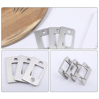 Stainless Steel Universal Residential Security Striker, Set of 3 Different Thickness, Universal Standard Door Strike Plate with Shim, Door Gap Blocker Kit Block Access to Latch - color: Gray
