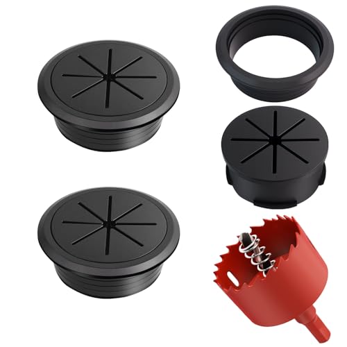2 Pieces 2 Inch Desk Hole Grommet, 1hole Saw, Cable Grommet, Wire Management Hole Cover, Abs Plastic Desk Cord Hole Cover with Hole Saw for Wires and Cables Through Countertop, Desk Grommet - color: 2 Pieces 2 Inch Desk Hole Grommet +1hole saw