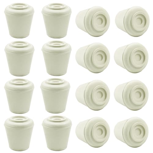 16pcs 1/2 Inch Round Chair Leg Tips Caps, Non-Slip Rubber Chair Leg Floor Protectors, White Furniture Leg Caps Fit for 0.43"-0.47" (11mm-12mm) Diameter Round Feet - size: 1/2 Inch-White