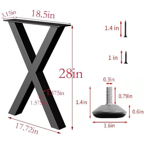 Metal Table Legs, Furniture Legs for Dining Desk and Coffee Table, DIY Table Legs 28 Inch, Set of 2 Black 28" H×18.5" W - color: 28" Table Legs 2, size: 28" X 18.5"