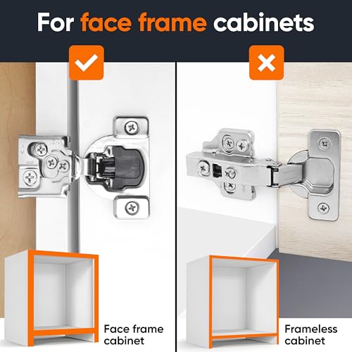 Decobasics 4 Pack Soft Close Cabinet Hinges – 1/2" Overlay for Kitchen Cabinet Doors, Slow Self-Closing Concealed Hidden Hinges for Face Frame –Stainless Steel, 3-Way Adjustable & Quiet Close Damper - size: 1/2 Inch