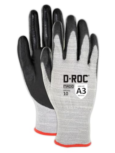 MAGID D-ROC ANSI A3 ESD Polyurethane Palm Coated Work Gloves, 1 Pair, Size 10/XL, GPD352 - size: 8/M, style: 1 Pair