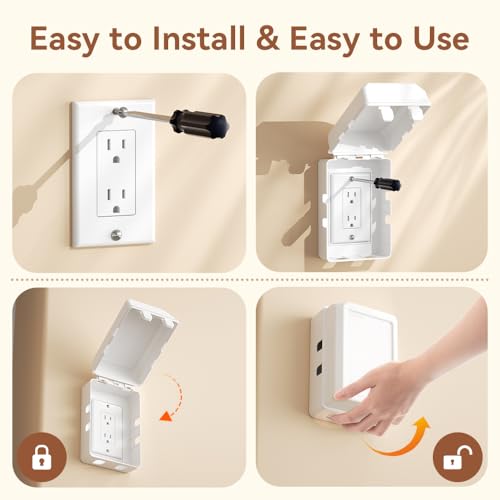 Mom's Choice Gold Awards Winner - EUDEMON 1 Pack Updated Baby Safety Electrical Outlet Cover Box Childproof Plug Cover - More Space for Large Plugs Easy to Install & Use (White) - color: White