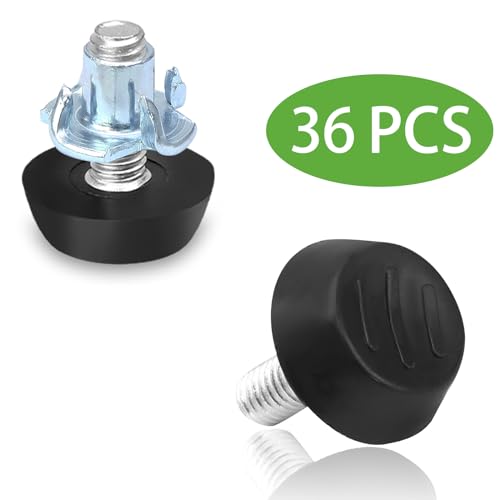 36 Pack M6 Furniture Levelers Stainless Steel Adjustable Threaded Furniture Leg Leveling Feet, Durable Screw in Glide Levelers for Furniture Table Chair Desk (M6x15mm, with T-Nuts) - size: M6 x 15mm